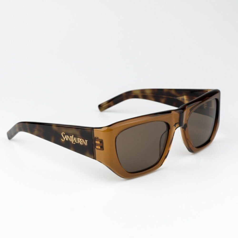 NEW Saint Laurent SL740 002 Brown Havana Square Unisex Sunglasses